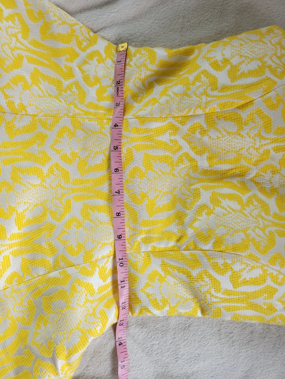 ✨️HP✨️Minuet | Yellow/White Damask Sleeveless Brocade Fit & Flare Dress (SIZE S) - Picture 14 of 15